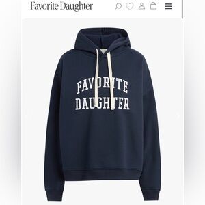 Favorite Daughter Navy Hoodie with Cream Drawstrings